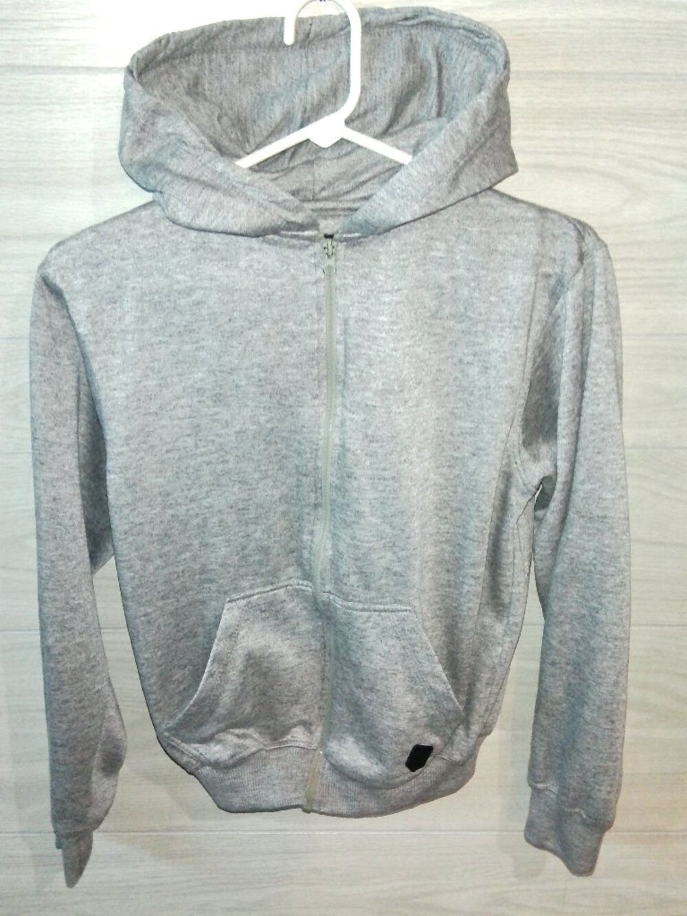 Swiss Cross Hoodie Boy's Size Large Gray Heather Front Zipped Long Sleeves